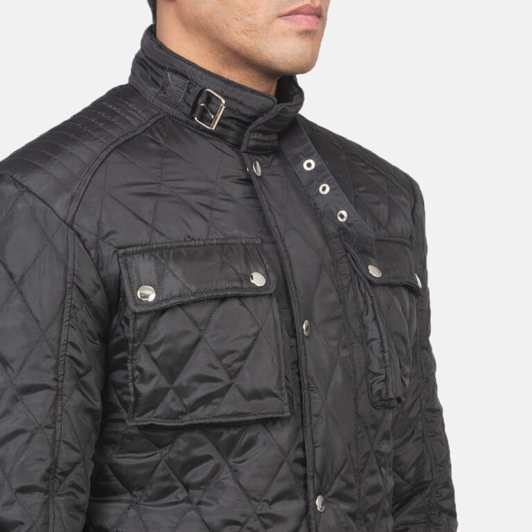 Mens Nelson Black Quilted Windbreaker Jacket_3552-9-1618223366009